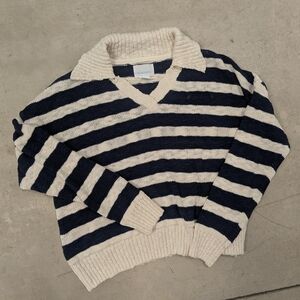 Cynthia Rowley Navy and Cream Knit Sweater
